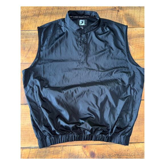 Mens Footjoy Black Wind Breaker Style Golf Vest Pockets 1/4 Snap Closure Size M - Picture 1 of 10